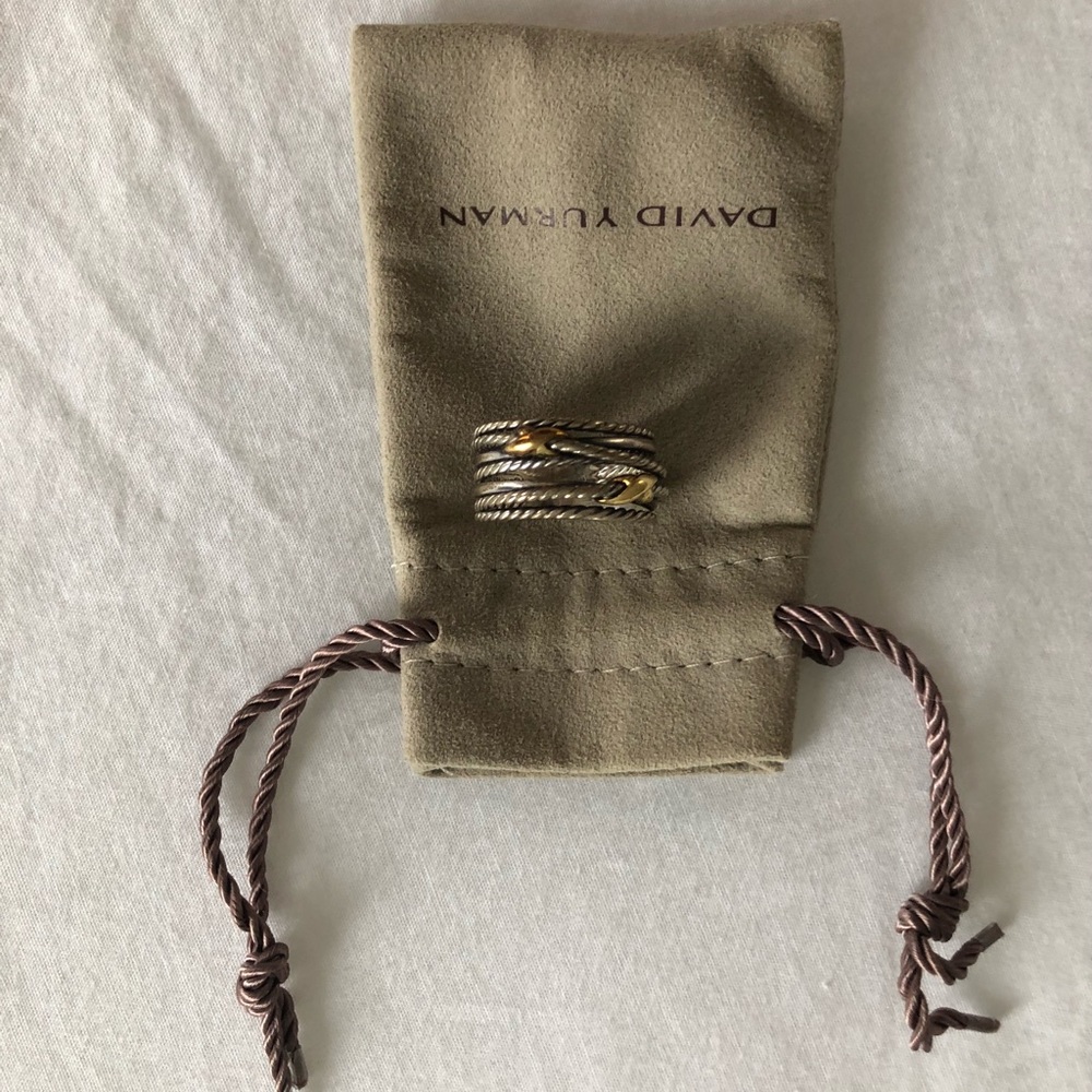 David Yurman Double X Crossover ring w/ 18k 5mm
